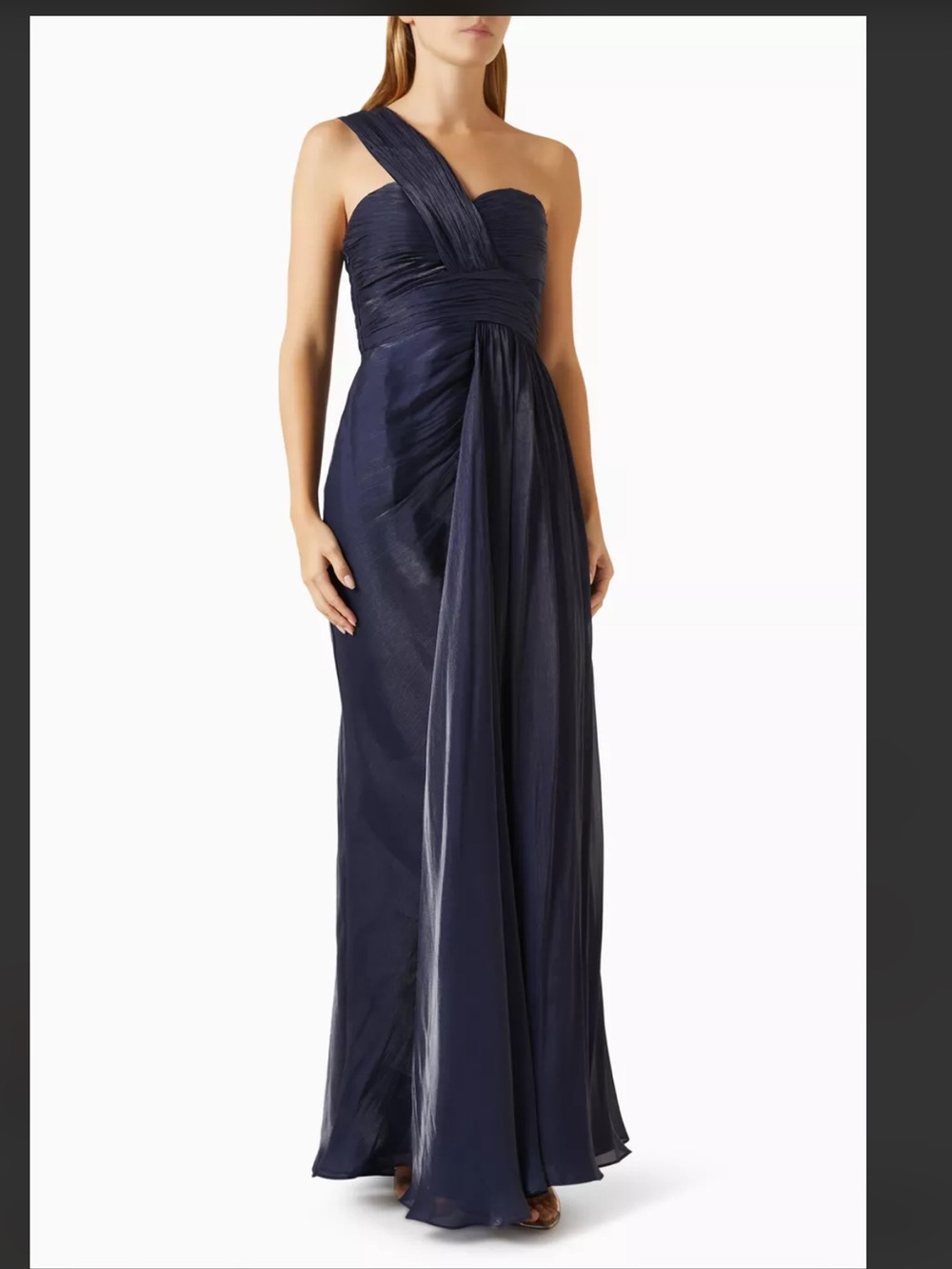 One-Shoulder Navy Evening Gown - Picture 2 of 9